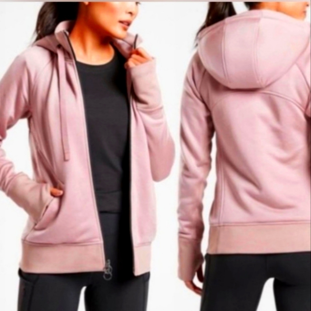 NEW Athleta Triumph Luxe Women's Small Shine zip-up Lined Fur Hoodie Jacket NWT